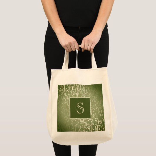 Sac fourre-tout vert Élégant de Monogramme (Devant (produit))