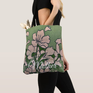 Sac fourre-tout vert Pink Blossom