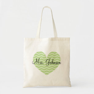 Sac fourre-tout vert pomme à chevron de coeur pou