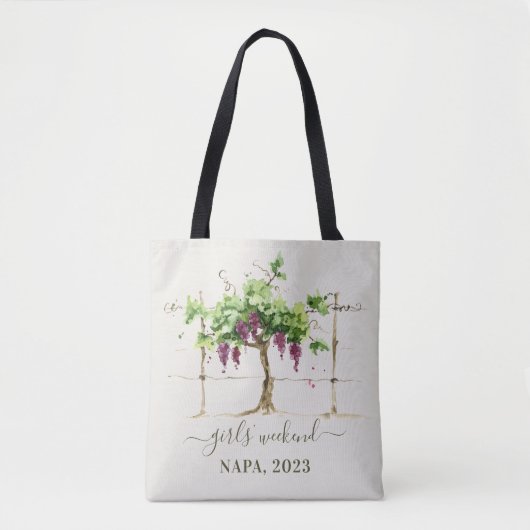 Sac fourre-tout vignoble à l'aquarelle pour week-e (Devant)