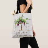 Sac fourre-tout vignoble à l'aquarelle pour week-e (De près)