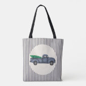Sac fourre-tout vintage Blue Christmas Tree Truck (Dos)