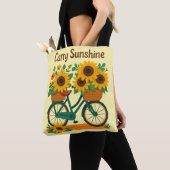 Sac fourre-tout vintage pour vélos et tournesols (De près)