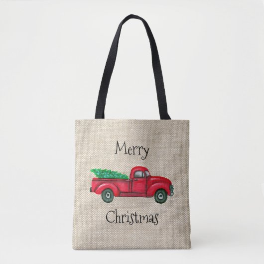 Sac fourre-tout vintage Red Truck Christmas Tree (Devant)