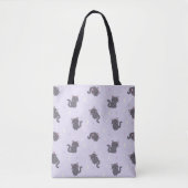 Sac fourre-tout violet avec un chat gris mignon (Devant)