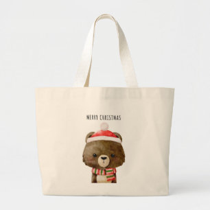 Sac fourre-tout Visage d'ours de Noël mignon