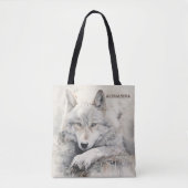 Sac fourre-tout Wolf personnalisé - Cadeau de nom  (Devant)