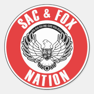 sac fox vlag amerikaans inheems verenigd amerikaan ronde sticker