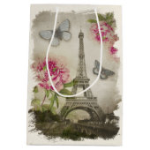 Sac français de cadeau de collage de pivoines (Dos)