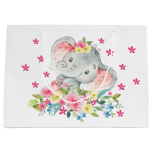 Sac gai de cadeau de baby shower d'éléphant