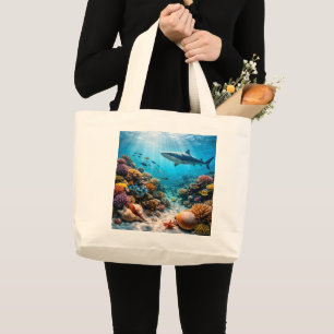 Sac géant requin majestueux et récif corallien