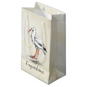 Sac GIft Baby shower de la cigogne (neutre) (Devant Angle)