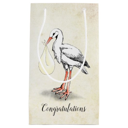 Sac GIft Baby shower de la cigogne (neutre) (Devant)