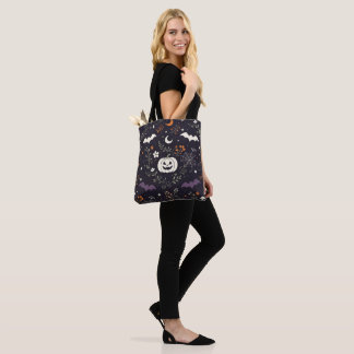 Sac Halloween Trick‑or‑Treat floral pourpre