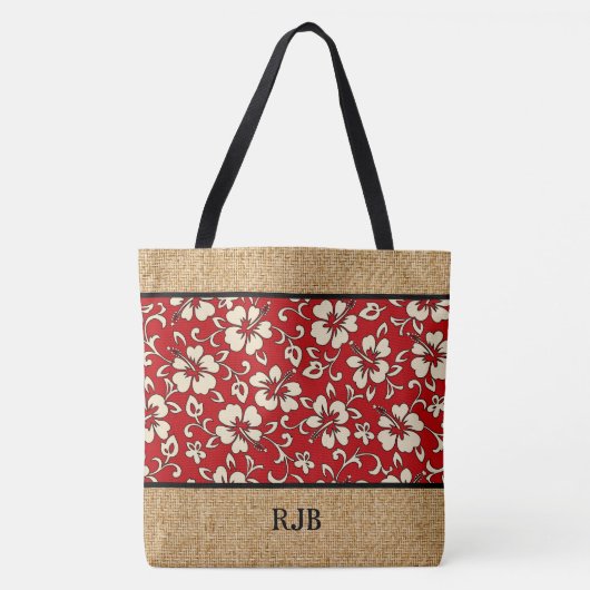 Sac hawaïen de plage de monogramme de ketmie de (Devant)