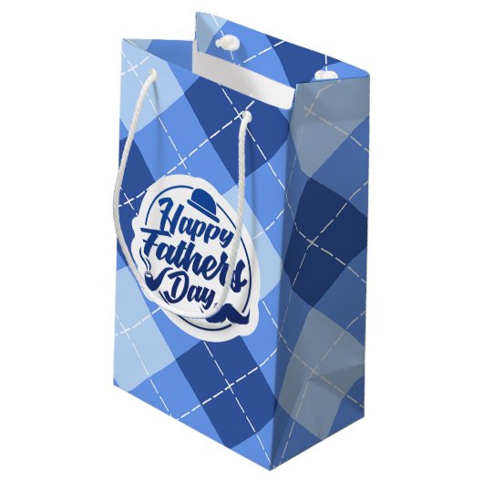 Sac heureux bleu simple de cadeau de la fête des (Dos Angle)