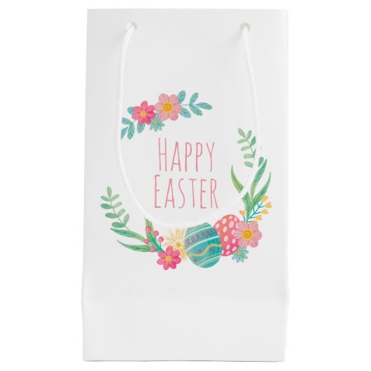 Sac heureux floral simple de cadeau de Pâques | (Devant)