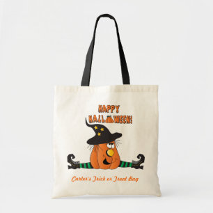 Sac idiot de des bonbons ou un sort de citrouille