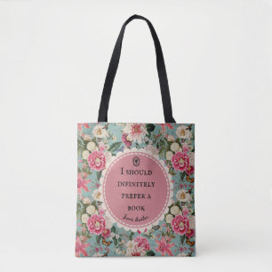 Sac Jane Austen Citation Préférez un Livre avec Fl