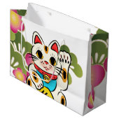 Sac japonais de cadeau de Neko Sakura de maneki (Devant Angle)