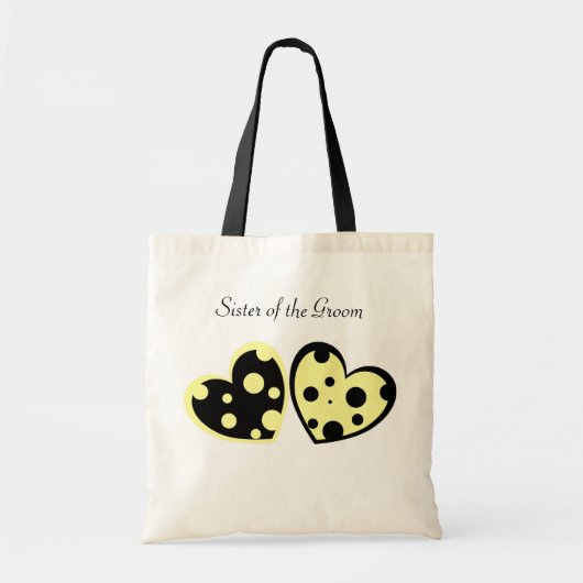 Sac jaune pâle et noir de coeurs (Devant)