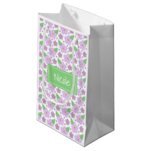 Sac lilas de cadeau de motif de fleurs