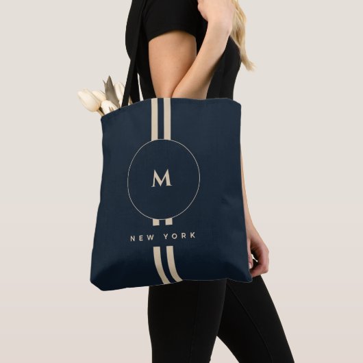 Sac Luxe Monogramme Initial Minuit Navy Resort (De près)