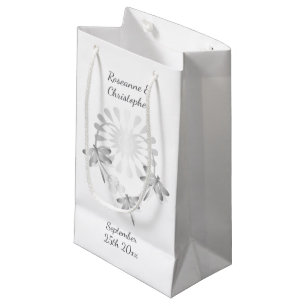 Sac mariage petit cadeau Dragonflies d'argent Coeu