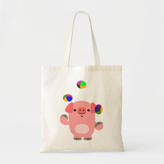 Sac Mignon Cochon de Bande Dessinée Jonglant (Devant)