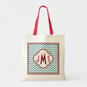 Sac Monogramme Aqua et Red Chevron