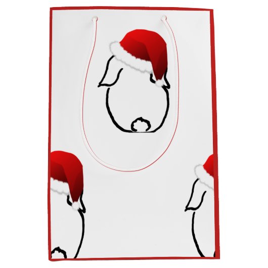 Sac moyen de cadeau de lapin de Père Noël (Devant)