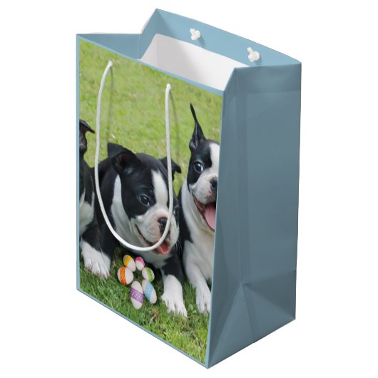 Sac moyen de cadeau de terriers de Pâques Boston (Dos Angle)