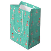 Sac moyen multi de cadeau de Flamant rose de Noël (Dos Angle)
