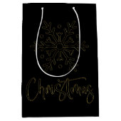 Sac Noir Avec Flèche-Neige De Noël Or (Devant)