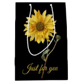 Sac noir botanique de cadeau de tournesol (Devant)