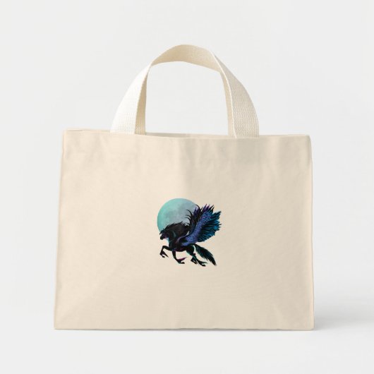Sac noir de pégase et de lune bleue (Devant)