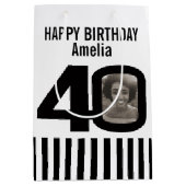 sac noir et blanc de cadeau d'anniversaire de 40 (Devant)