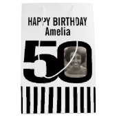 sac noir et blanc de cadeau d'anniversaire de 50 (Devant)
