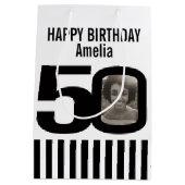 sac noir et blanc de cadeau d'anniversaire de 50 (Dos)