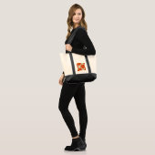 Sac orange de toile d'impression de fleur (Devant (modèle))
