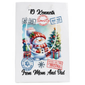 Sac Père Noël Festif Avec Snowman De Vacances (Devant)