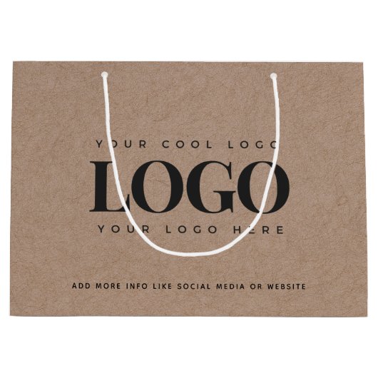 Sac personnalisé en papier kraft marron aspect ron (Devant)