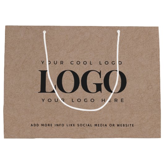 Sac personnalisé en papier kraft marron aspect ron (Dos)