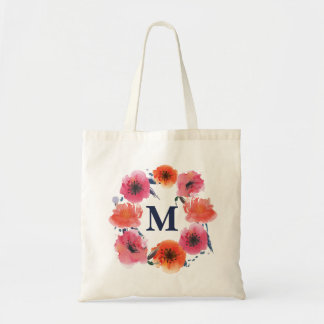 Sac personnalisé floral de toile de monogramme