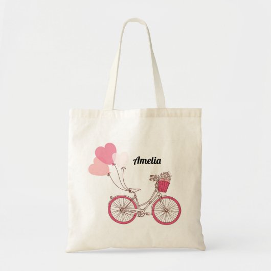 Sac personnalisé par ballons rose de bicyclette et (Devant)