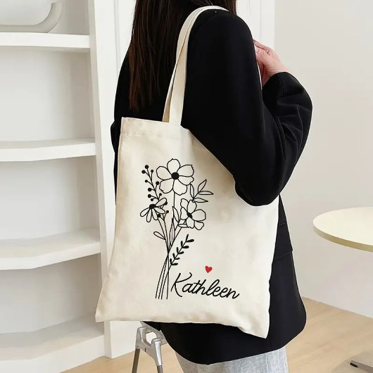 Sac personnalisé pour elle, Sac Fleur sauvage pour