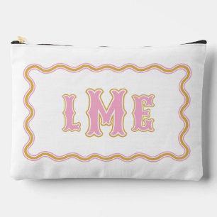 Sac personnalisé rose et jaune à monogramme à bord