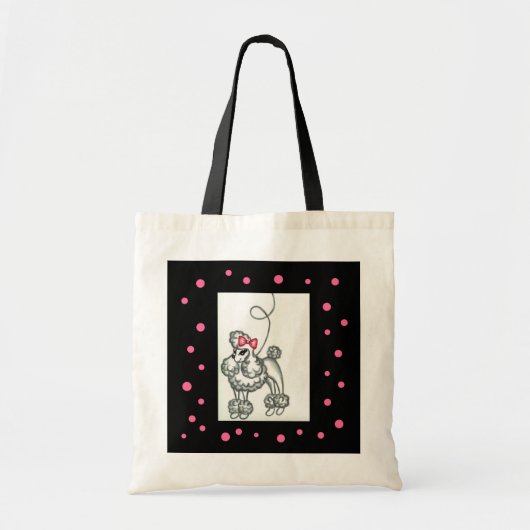 Sac Poodle Rose Noir Rétro Années Cinquante (Devant)