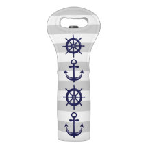 Bleu marine nautique Ancre Roue de bateau gris ray