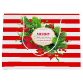 Sac rayé rouge de cadeau de Noël - grand (Devant)